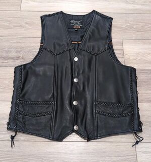 DANIEL SMART Large Riding VEST EXTREME SOFT COWHIDE LEATHER BUFFALO NICKEL